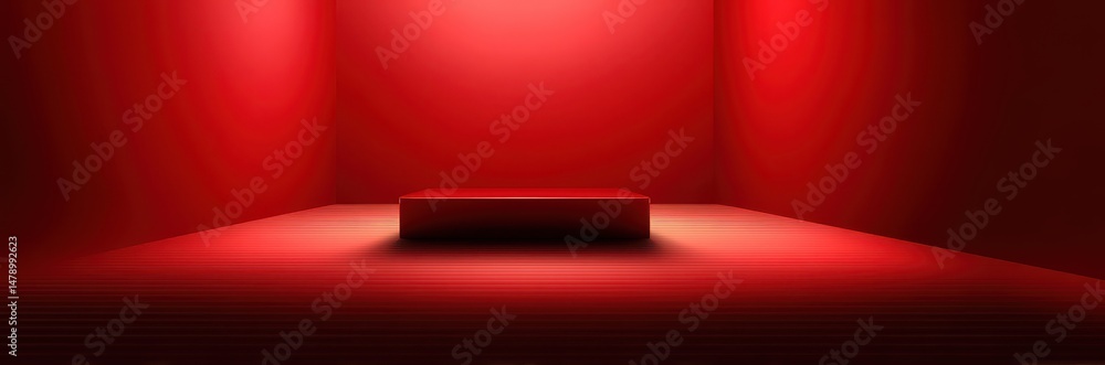 Poster empty red display podium in a setting.