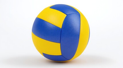 Fototapeta premium Yellow and Blue Volleyball Isolated on White Background Perfect for Sports or Fitness Themes