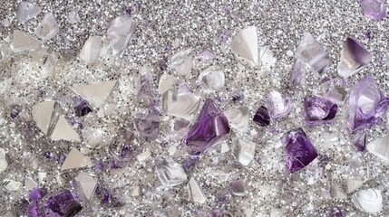 Abstract Crystal Explosion with Purple and Silver Tones
