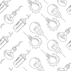 Seamless background of hand-painted incandescent lamps