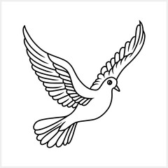 Doodle pigeon icon isolated.Outline animal. Hand drawn bird. Vector stock illustration