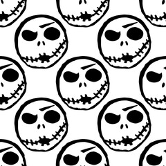 Seamless background of scary hand-drawn faces