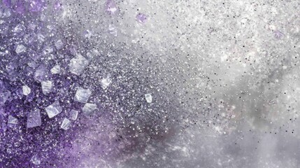 Abstract Crystal Explosion with Purple and Silver Tones