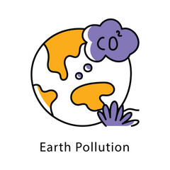 Earth Pollution Vector Filled Outline Style icon. Eps 10 File
