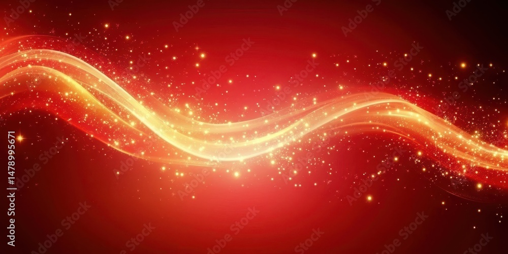 Poster abstract design with flowing golden lines.