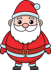 Hand Drawn Santa Claus Character Outline for Christmas Designs.