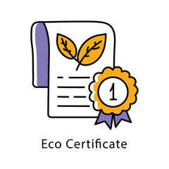 Eco Certificate Vector Filled Outline Style icon. Eps 10 File