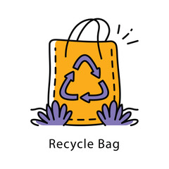 Recycle Bag Vector Filled Outline Style icon. Eps 10 File