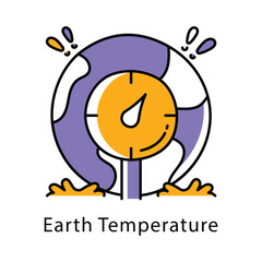 Earth Temperature Vector Filled Outline Style icon. Eps 10 File