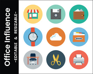 Flat Design Office Elements Icon Set Business Essentials For Corporate And Personal Use