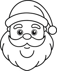 Santa Face Close up Outline Vector.