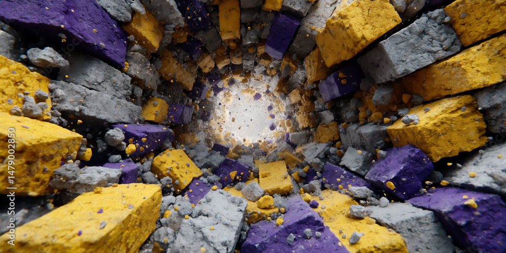 Poster modern and abstract 3d rendering illustration showcasing a burst of fragmented geometric shapes in c