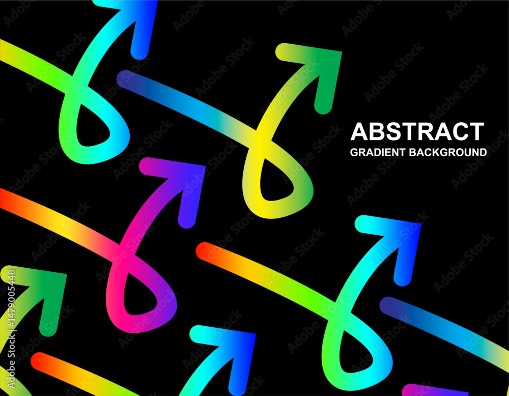 Poster abstract background with color lines vector pattern rainbow ribbons graphic shapes with gradient