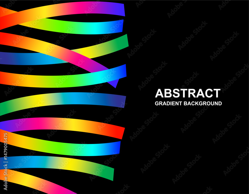 Poster abstract background with color lines vector pattern rainbow ribbons graphic shapes with gradient