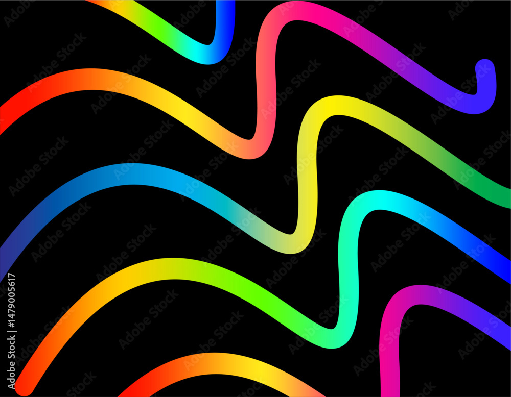Poster abstract background with color lines vector pattern rainbow ribbons graphic shapes with gradient