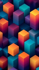 Obraz premium Vibrant 3D isometric cubes creating an optical illusion