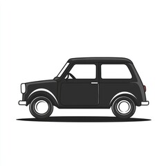Side view of a classic black compact car