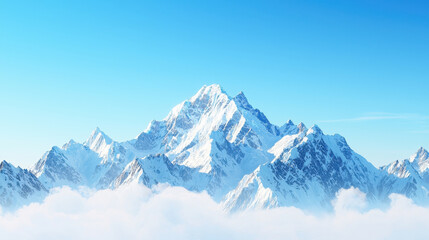 Obraz premium Majestic snow capped mountains rise against clear blue sky, creating breathtaking view of nature beauty and tranquility
