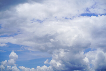 sky and white clouds. Beautiful blue sky clouds for background. Blue Sky with Fluffy White Clouds on a Sunny Summer Day.