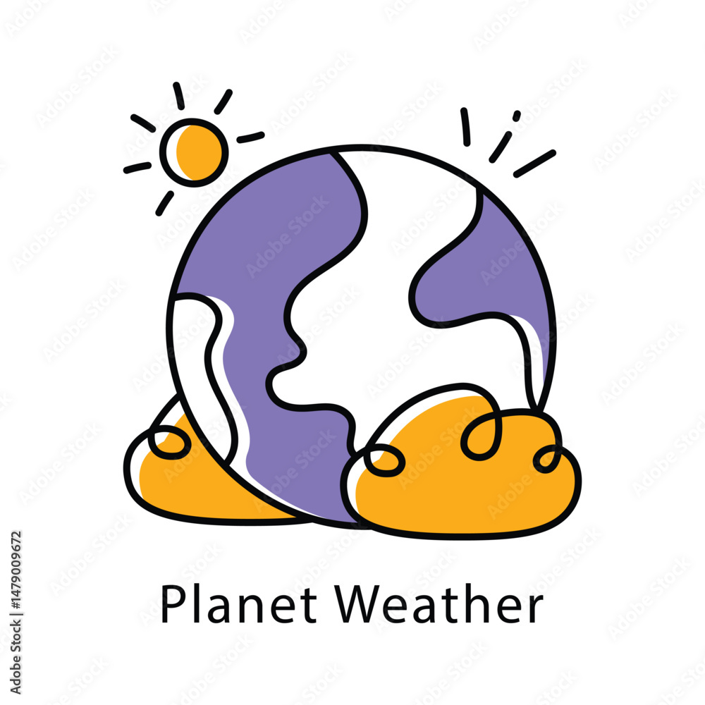 Poster planet weather vector filled outline style icon. eps 10 file