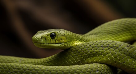 Fototapeta premium Close-up of a Green Mamba Snake