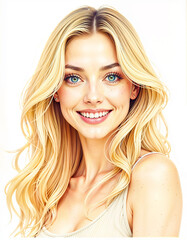 Fototapeta premium Beautiful Blonde Woman with Blue Eyes Smiling
