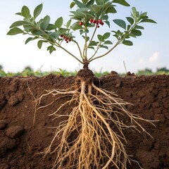 Ashwagandha plant and seeds and roots 