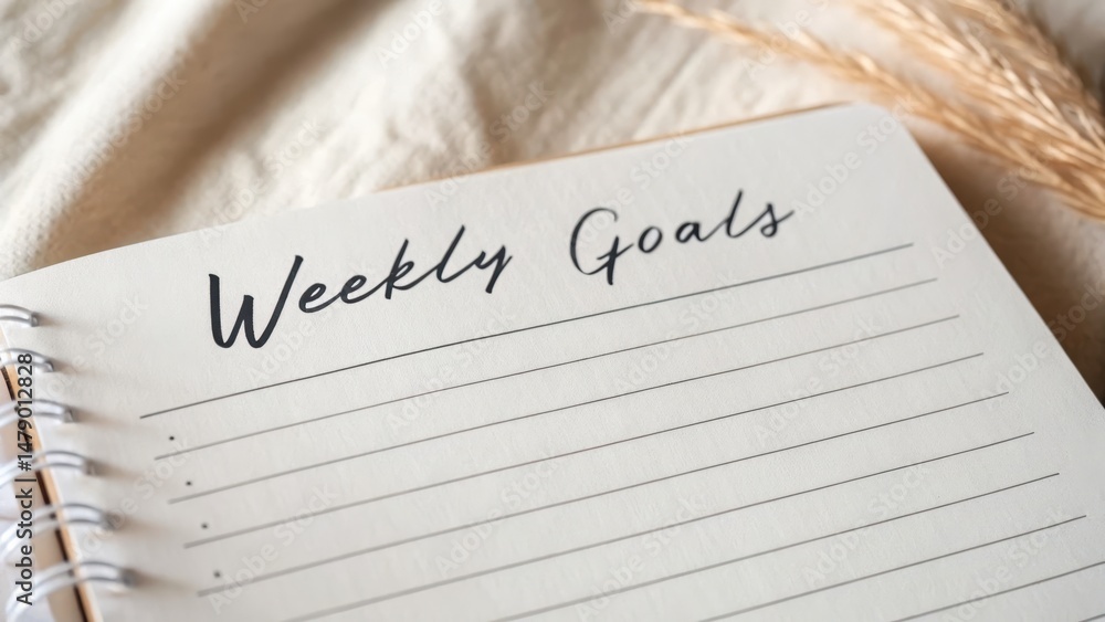 Poster goals productivity to-do list concept. weekly planner open to 
