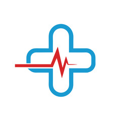 Healthcare Cross and Heartbeat Logo Design