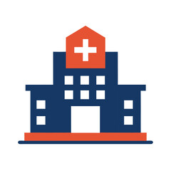 Obraz premium Hospital Building with Cross Logo Concept