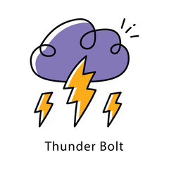 Thunder Bolt Vector Filled Outline Style icon. Eps 10 File