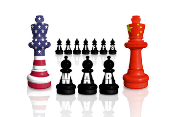 USA and China trade war. China and US trade, duty, tariffs, customs competition