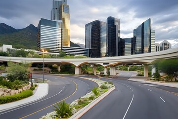 Urban skyline and modern architecture downtown city urban landscape scenic view contemporary design