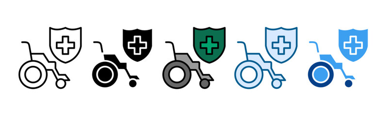 Disability Insurance Icon Set Multiple Style Collection