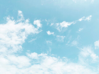 Beautiful clouds during spring time in a Sunny day. Blue sky and white fluffy clouds.