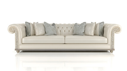 Obraz premium A white couch with pillows on it