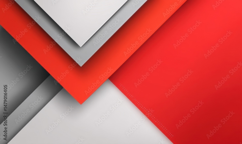 Poster geometric design with overlapping triangles of varying shades.