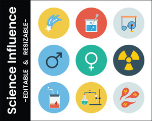 Science Icons Flat Design Chemistry Physics Biology Astronomy Vector Illustration