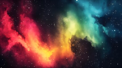 Naklejka premium Colorful swirling nebulae against a star-studded night sky.