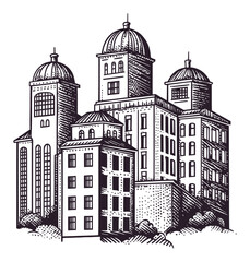 Fototapeta premium Detailed Hand-Drawn Illustration of Classic Architectural Buildings