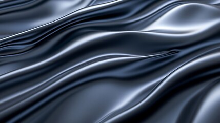Fototapeta premium Elegant Dark Gray Silk Fabric Smooth Waves Abstract Background Texture Design Luxury Soft Drape Shiny Subtle Grayish Blue Textile Material Closeup 