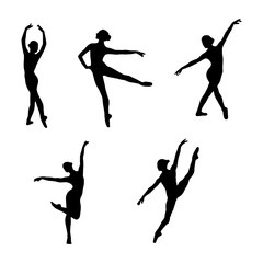 set of ballet dancers silhouettes