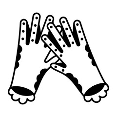 A doodle style icon showing victorian gloves