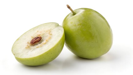 Single Whole Indian Jujube (Ber) on White Background – Isolated Studio Fruit Image