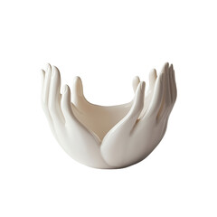 Obraz premium Elegant Ceramic Hands Bowl, Decorative Sculpture, White Porcelain Hands Holding a Vessel
