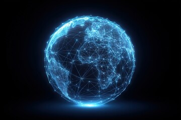 Obraz premium Digital earth technology network connection global communication world map innovation futuristic globe concept
