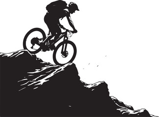 Obraz premium Mountain Biker Silhouette Clipart Pack