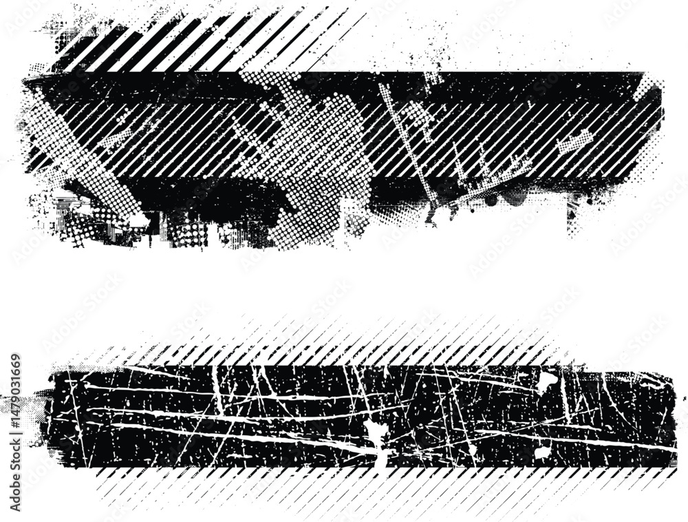 Aufkleber Grunge textured banner with rough edges. Speckled texture. Overlay grunge texture . Simply place texture over any object to create grunge effect . Banner with scratched surface for your design. 