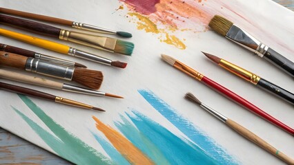 Fototapeta premium watercolor paints and brushes