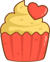 Cute cupcake with heart decoration